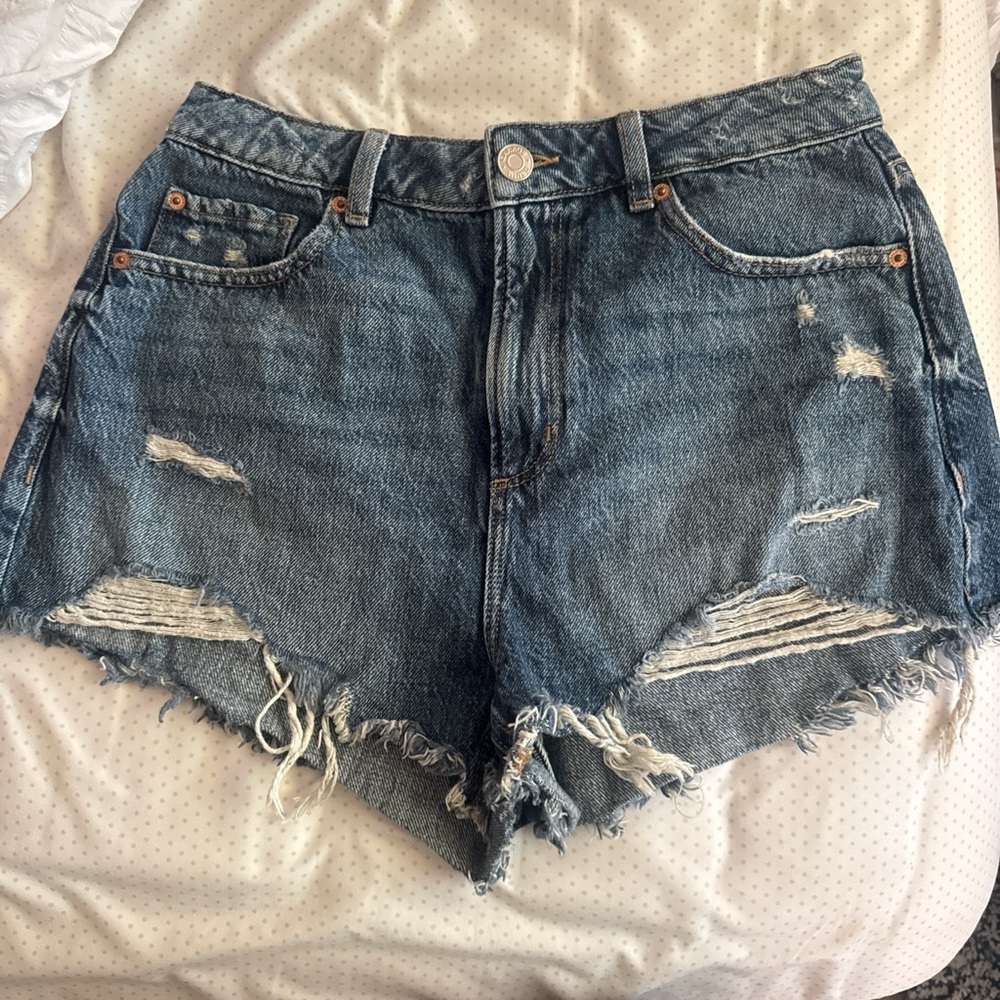 Garage Blue Distressed Jean Shorts